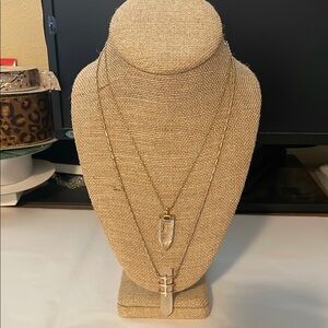Stella & Dot Gold toned Necklaces with Crystal Pendants
